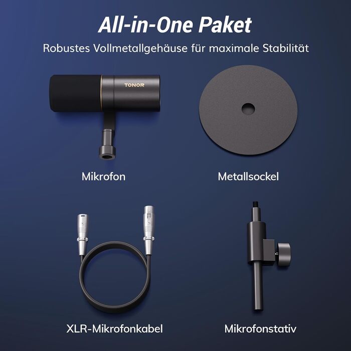 Мікрофон TONOR TD510+ для стрімінгу та запису: XLR/USB, динамічний, з кріпленням та кнопкою Mute