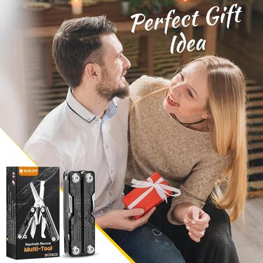 Інструмент BIBURY 10-в-1: мультитул з кліпсою, розрізачем ременя та биттям скла - чорний