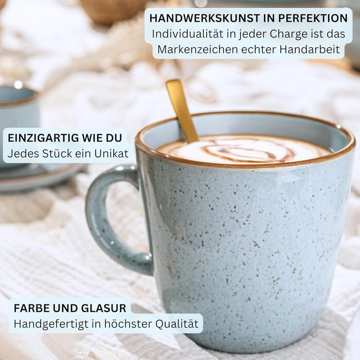 Набір посуду SÄNGER Rio, 24 елементи, керамічний посуд для 6 осіб (6 тарілок, 6 тарілок для сніданку, 6 глибоких тарілок, 6 мисок для пасти), блакитний колір, VALUE COLLECTION (Lagune)