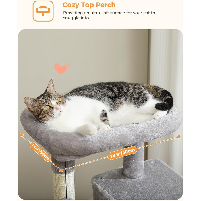 Комплекс для котів PAWZ Road з гамаком, будиночком та сходами, сірий, 116 см