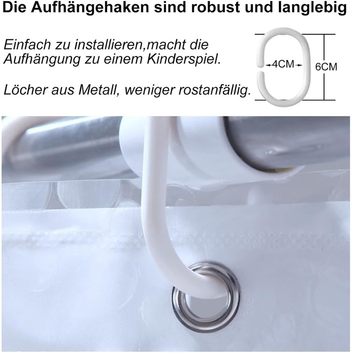 Штора для душу миюча Peva 300x200 см в білу крапку, антигрибкова, прозора для ванної кімнати
