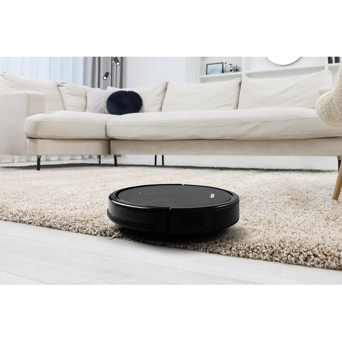 Робот-пилосос з функцією миття - 2в1. Робот-пилосос з додатком, акумулятором 120 хв, для килима, шерсті тварин та твердих підлог. З зарядну станцією та пультом дистанційного керування (Чорний)