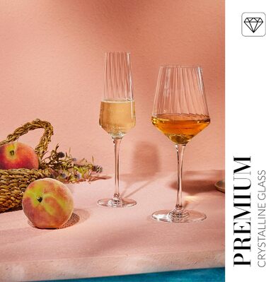 Набір келихів для шампанського Krosno Kristall, 4 шт, 200 мл – елегантні келихи для шампанського та просекко, сучасний дизайн, скло без свинцю, придатні для миття в посудомийній машині