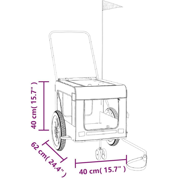 Фургон для велосипеда, переноска для собак, чорний (120 x 54.5 x 53 см)