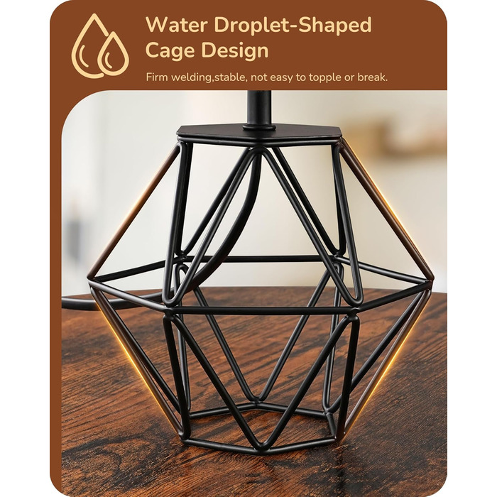 EDISHINE Настільна лампа, сучасний індустріальний дизайн, цоколь E14, вінтаж, для спальні/вітальні, білий & золотий (ротанг + чорний)