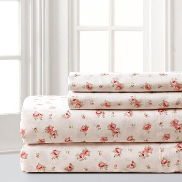Modern Threads Soft Microfiber Printed Bed Sheets – Luxurious Microfiber Bed Sheets – Includes Fitted Sheet with Deep Pockets, Flat Sheet, and Pillowcases, Ivory Twin