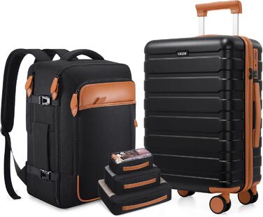 Набір валіз Roadcheer з полікарбонату: велика валіза на коліщатках, рюкзак, органайзери для косметики та взуття | з TSA-замком