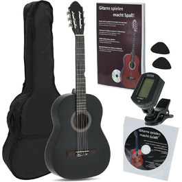 Кітара класична Juan Miguel Navarrez, 4/4, чорна, стартовий набір (сумка, медіатор, книга з CD, тюнер)