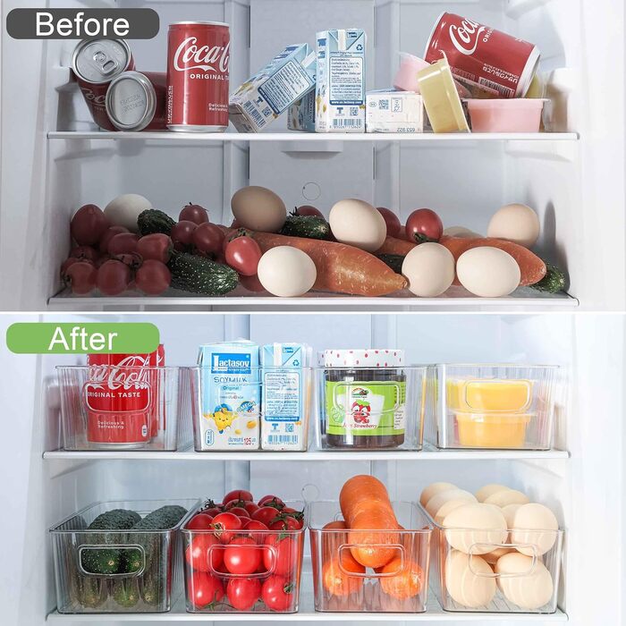 10-Piece Refrigerator Organizer - BPA Free, Kitchen Storage & Organization, Fridge Organizer System for Kitchen, Pantry, Cabinets, Freezer, Fruits, Office, Bathroom