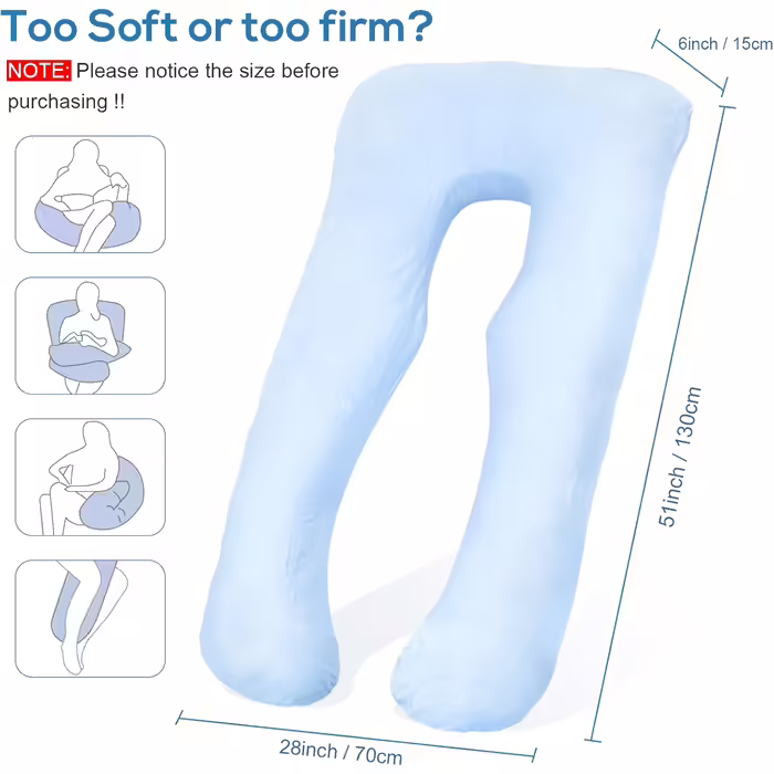 Labtec U-Shaped Pregnancy Pillow, Full Body U-Shaped Pillow, Nursing Pillow, Side Sleeper Pillow, Body Pillow, Pillowcase is removable and washable (100% Cotton)