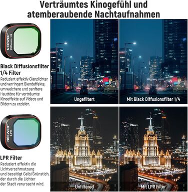 Набір фільтрів NEEWER ND&CPL для DJI Mini 4 Pro: 6 шт. (ND8, ND16, ND32, ND64, ND128, CPL) з ультратонким рамкою. Фільтри для дрона з HD склом, комплект