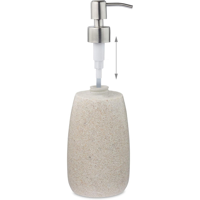 Дозатор для мила Relaxdays 300 мл, наповнюваний, для ванної/кухні, з нержавіючої сталі, пісок, полірезин