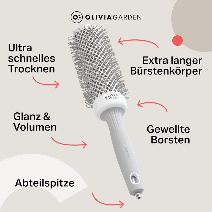 Кругла щітка Olivia Garden Expert Blowout Speed з керамічним покриттям, великий діаметр, для швидкої сушки волосся