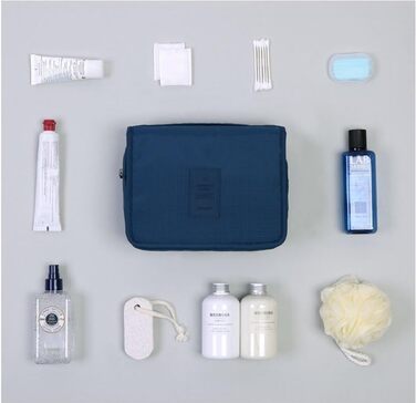 Сумка для туалетних аксесуарів на гачку | Складна дорожня сумка для туалетних речей з ручкою | Багатофункціональна косметичка, компактна сумка для туалетних аксесуарів, валізка для миття для чоловіків та жінок, темно-синій
