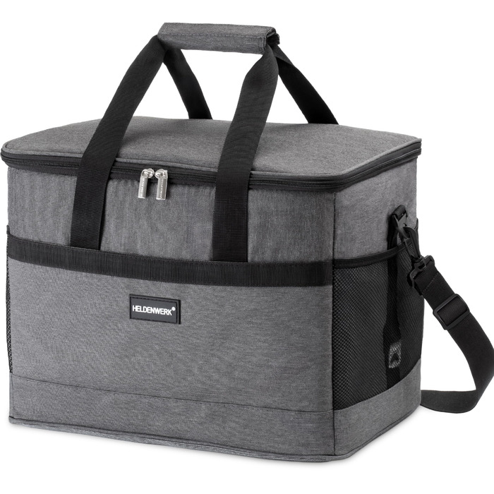 Термосумка HELDENWERK 33L з 7 відділеннями – велика, складна, витримує до 12 годин, виготовлена з темного сірого кольору, з посиленим дном, для пікніка, обіду, виготовлена з водонепроникного матеріалу