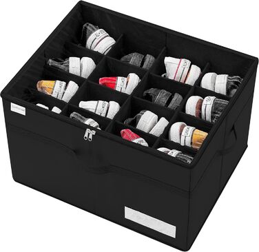Shoe Organizer for Closet, Fits 16 Pairs, Large Shoe Cabinet, Shoe Box with Transparent Lid, Sturdy Storage Box for Shoe Storage, Space-Saving Shoe Rack with Handles, Black