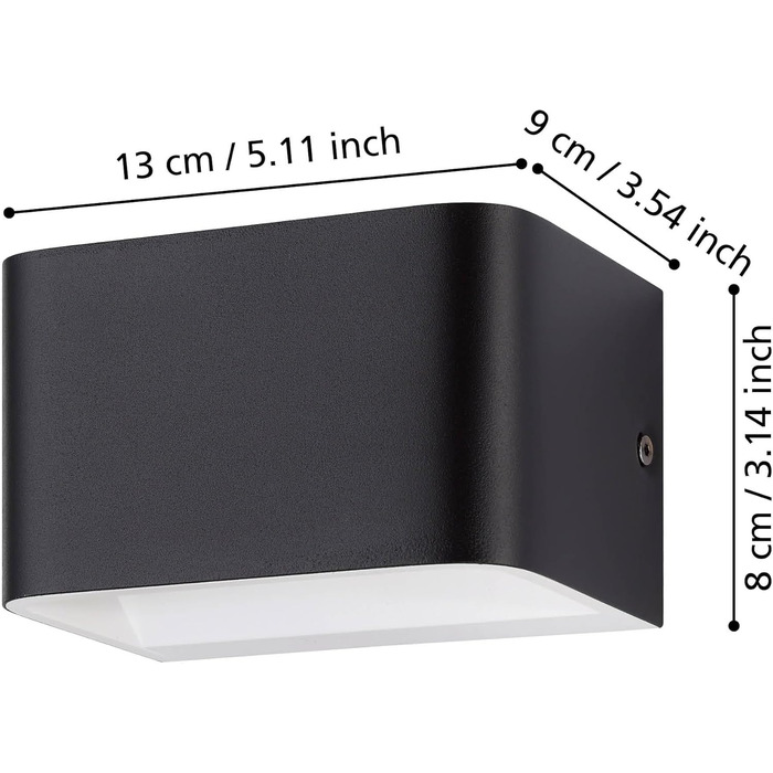 EGLO LED Wall Lamp Sania 5, 1-Light Wall Lamp Modern, Minimalist, Metal Wall Lighting in White, Satin Plastic, LED Bathroom Lamp Warm White, IP44 (13 cm, Black)