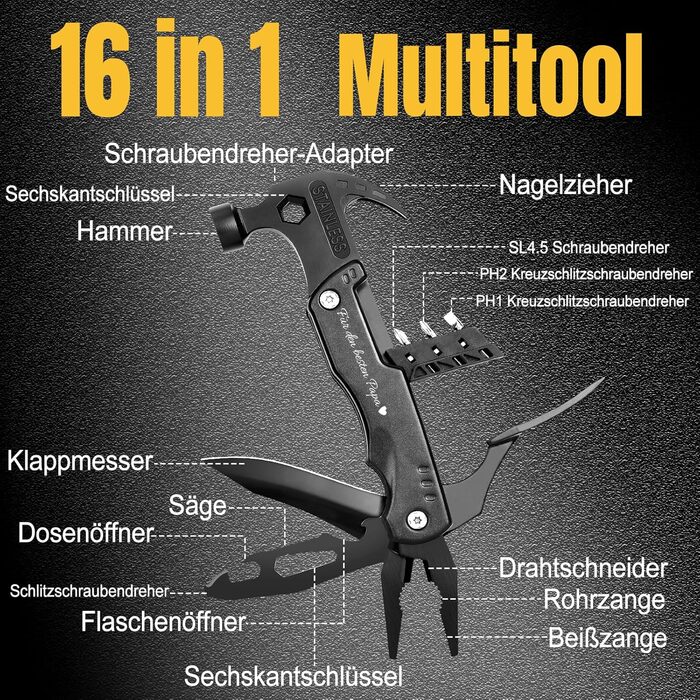 Мультитул 16 в 1 для чоловіків: подарунок на День батька, на ювілей, для кемпінгу, найкращий подарунок тато