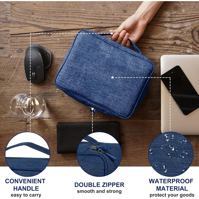 Водонепроникна сумка-органайзер для кабелів та аксесуарів Elekronik, темно-синій