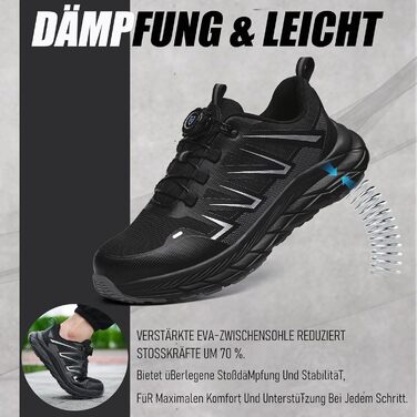 Черевики безпеки чоловічі: зручні, дихаючі, з металевим носком. Ідеально для будівництва, сільського господарства та промисловості. Чорний колір, розмір 40 EU.