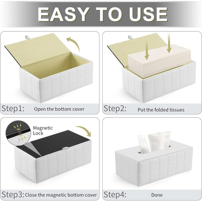 Скринниця для серветок GORESE з натуральної шкіри (біла)