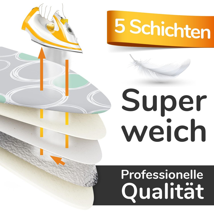 Покриття для прасувальної дошки Turbo 120x45, 5 шарів, бавовна ÖKOTEX, терморефлексія, EasyFit, Made in Europe, сірий XL