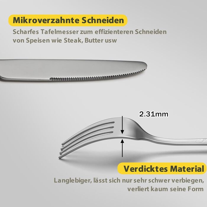 Набір столових приборів EIUBUIE з нержавіючої сталі 30 предметів, з квітковим малюнком, полірований, для 6 осіб, для дому та вечірок, можна мити в посудомийній машині