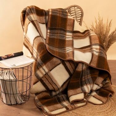 Плед з мериносової вовни, 240x200 см - теплий та м'який плед з 100% мериносової вовни, в клітинку, вага 500г/м2, дихаючий матеріал