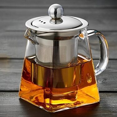 Скляний чайник LiRiQi з ситом із нержавіючої сталі, термостійкий заварник для чаю з кришкою, 950 мл, для зеленого, чорного та фруктового чаю