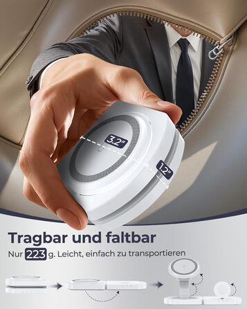 Бездротова зарядка Induktive для iPhone (MagSafe) 3-в-1: Apple Watch, AirPods, iPhone 17 Air/16/15/14/13/12 (Білий)