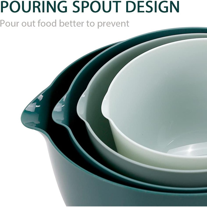 Набір міксерських мисок BoxedHome: 4 шт. з пластику, неслизькі, для салату, зручні для сервірування