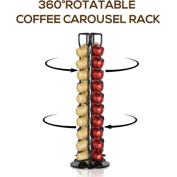 Тримач для капсул кави сумісний з Nespresso, органайзер для 40 капсул, обертовий, підставка для кави