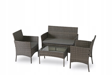 Комплект садових меблів із техноротанга MEBEL ELITE, сірий, 4 предмети