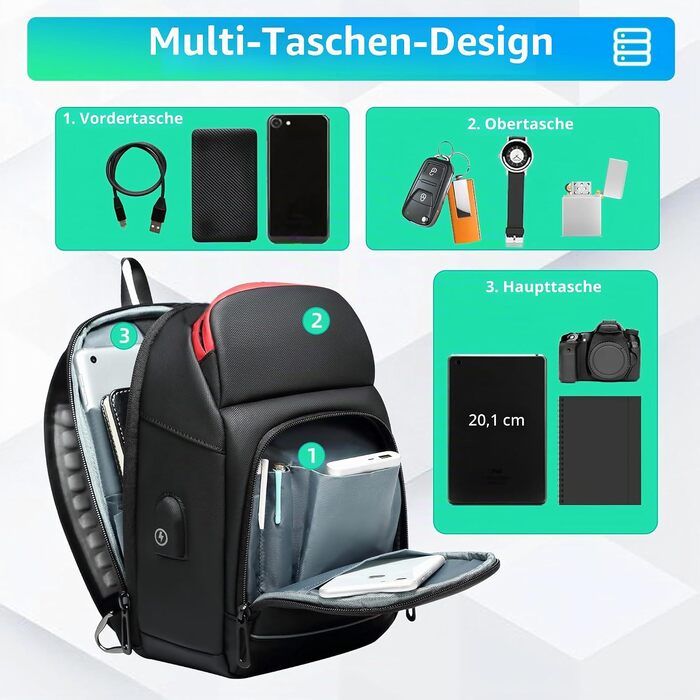 Чоловіча сумка-слінг Crossbody з USB-портом, водонепроникна нагрудна сумка для планшета 9.7