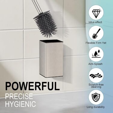 Настінна щітка для туалету DAZI з кріпленням без свердління, нержавіюча сталь, сучасний дизайн, знімний внутрішній стаканчик для легкості догляду та прибирання (золотий та нікелевий колір)