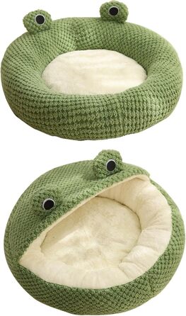 Килимок для кота з капюшоном у вигляді жаби, м'який, плюшевий, круглий, з підкладкою, для зими та осені, антиковзкий, з підкладкою, для домашніх тварин