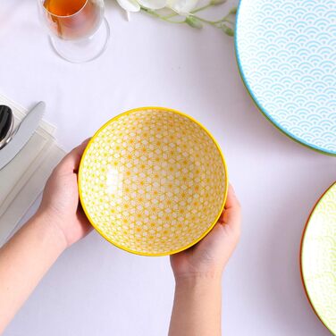 Набір тарілок Vancasso Maracon: 12 шт. супових та тарілок Ø21.5 см, 600 мл, кераміка, кольоровий дизайн