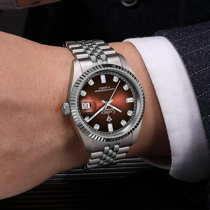 Годинник CADISEN Automatik для чоловіків: механічний годинник з сапфіровим склом та сталевим браслетом