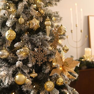 60 шт. новорічні кулі для прикраси ялинки Valery Madelyn, набір міцних кулішок, декор на Новий рік (золотий)