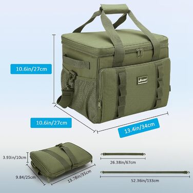 UPEELIFE Cooler Bag 24L, Large Foldable Lunch Bag Insulated Bag, Waterproof Picnic Bag, Cooler Bag with Shoulder Strap for Picnics, BBQs, Shopping, Beach, Camping
