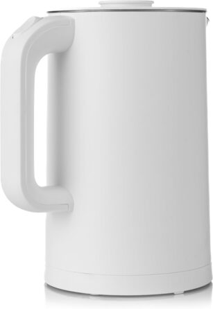Електричний чайник LEHMANN з нержавіючої сталі 1.7L, 2200W, швидкий нагрів, подвійні стінки, автовимкнення та захист від перегріву, BPA-free, для дитячого харчування, чаю та кави (білий)