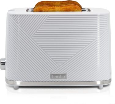 Набір для сніданку Briebe Elegance: тостер на 2 підсмажування, 7 рівнів підсмажування + чайник 1,7 л, 2200 Вт, BPA-free, сучасний дизайн (білий)