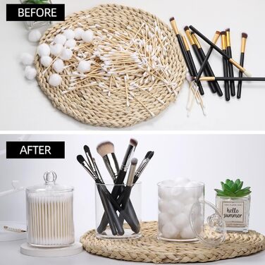 Набір контейнерів для ватних паличок, кульок та дисків Tbestmax, 3 шт. з дерев'яними кришками, 340 мл (12oz)