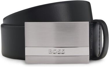 Чоловічий шкіряний ремінь BOSS Baxton з логотипом, чорний