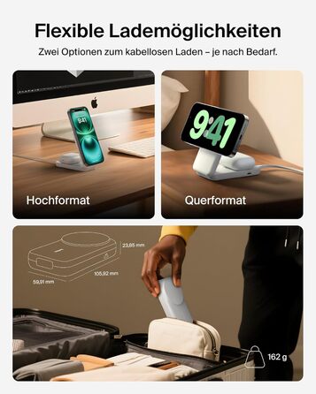 Беспроводная зарядка Belkin UltraCharge Qi 2.2 2-в-1 25W MagSafe сумісна для iPhone 17, iPhone Air, AirPods, Pixel – біла з USB-C адаптером 45W