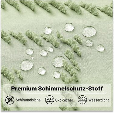 Штора для душу BTTN 180x180 см, Бохо, бежева з китицями, водонепроникна, з гачками (12 шт.)