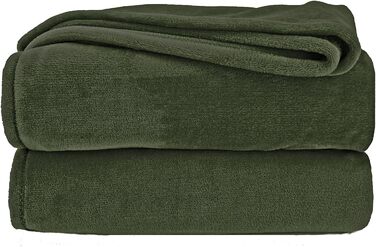 Плед Heimtextland Kuscheldecke: теплий, м'який фланелевий плед 150x200 см, бежевий (240x220 см, оливковий), без ворсу, сертифікат Öko-Tex