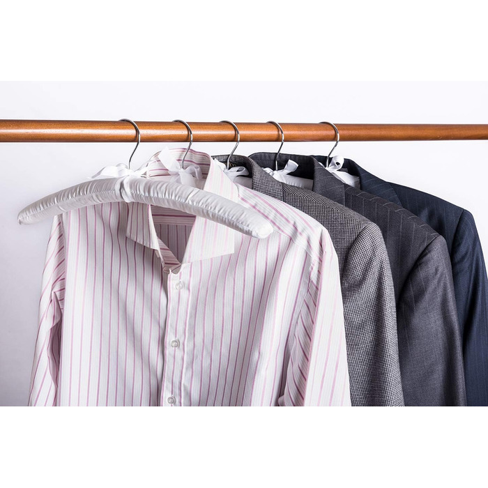 Amber Home 10-Piece 43cm White Satin Clothes Hangers, Soft Silk Hangers for T-Shirt, Shirt, Coat, Dress, Tank Top, Wedding Dress, Sweater with Swivel Hook