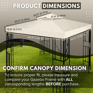 Replacement Gazebo Canopy Cover for Gazebo, 2.5 x 2.5 m, Waterproof Cover - Double-Layer UV30 Cover for Awnings, Garden, Terrace, Patio, Tent (Ivory)