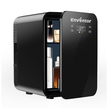 Mini холодильник Enventor 10L: портативний, з подвійним охолодженням, 12V/220V, для авто, кімнати, офісу (чорний)